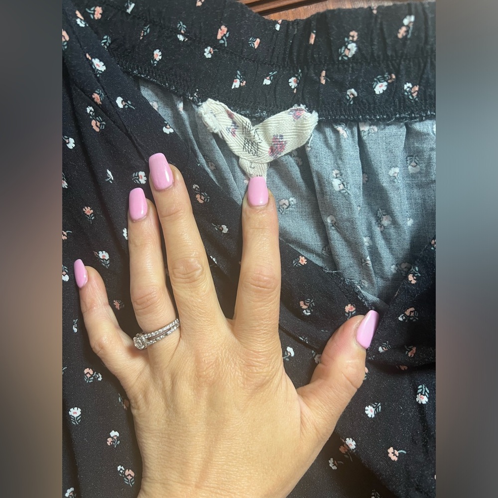 Black floral ruffle skirt